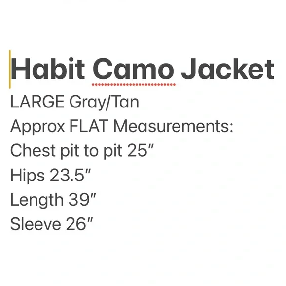 Habit Men’s Camo Zip Jacket L Gray Tan Fleece Lined - Picture 9 of 11